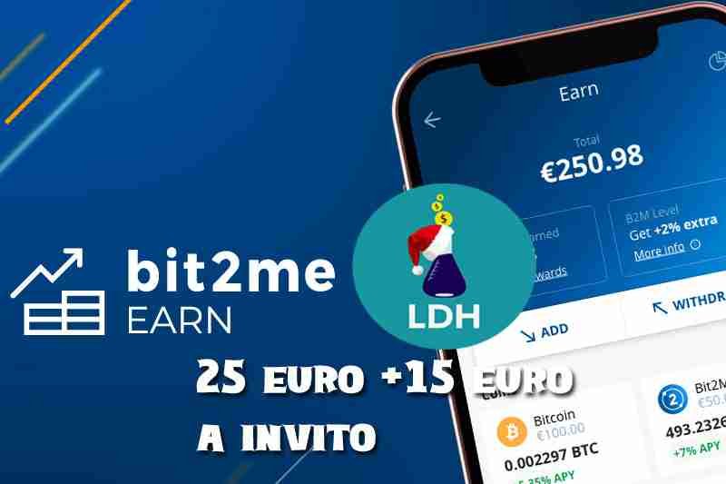 Nuova promozione Bit2Me che offre un bonus di benvenuto di ben 25 euro! +15 euro ogni invito.