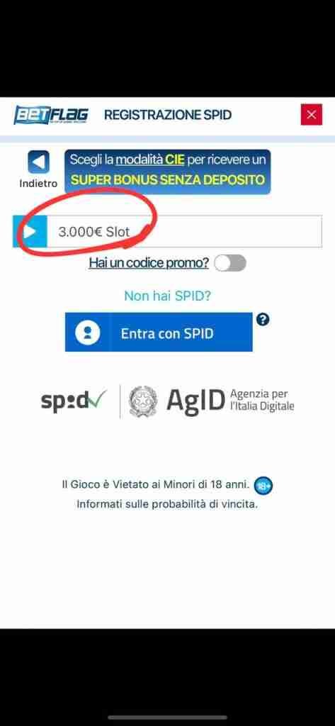 Come selezionare il bonus corretto tramite spid su betflag parte due.